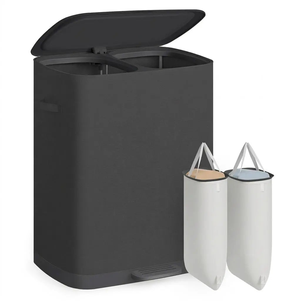 44.9-Gallon Polyester Modern Laundry Basket with Lid and Handles