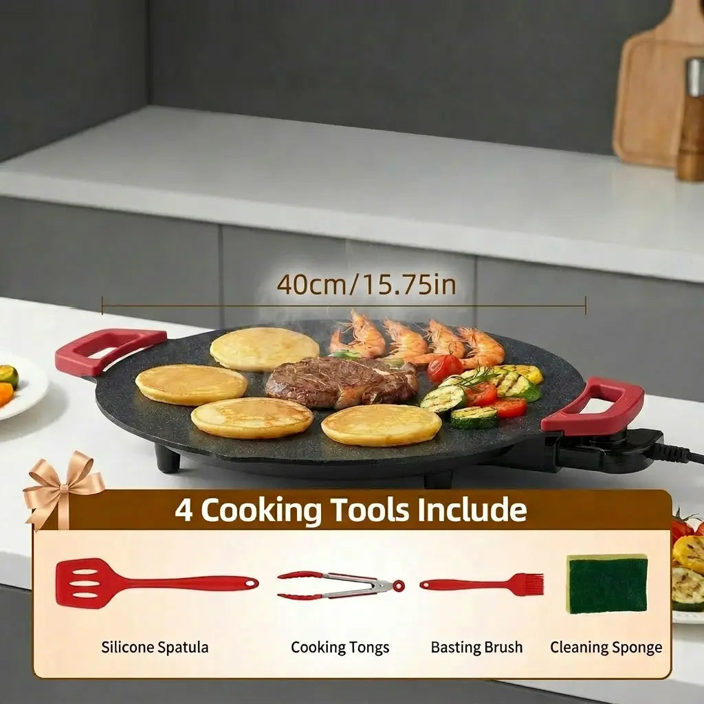 Portable Electric Korean BBQ Grill Griddle with Non-Stick Pan