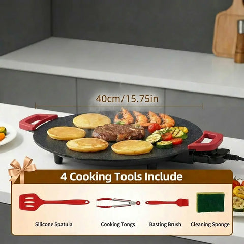 Portable Electric Korean BBQ Grill Griddle with Non-Stick Pan