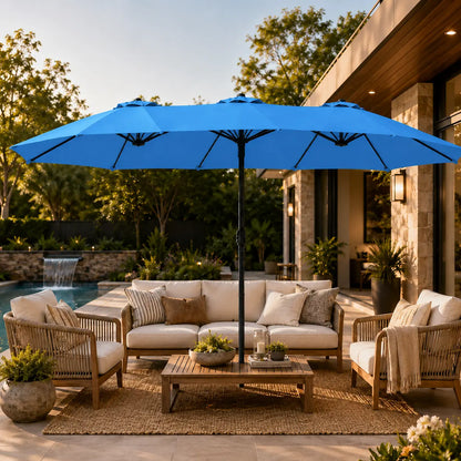 Massive 12-Mode Color-Changing Solar Patio Umbrella with Base Stand