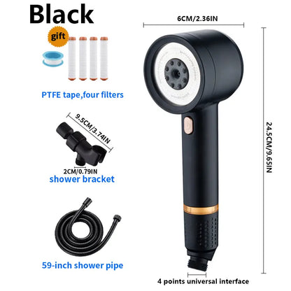 Filtered Handheld Shower Head | High Pressure 4-Mode Spray | Silver