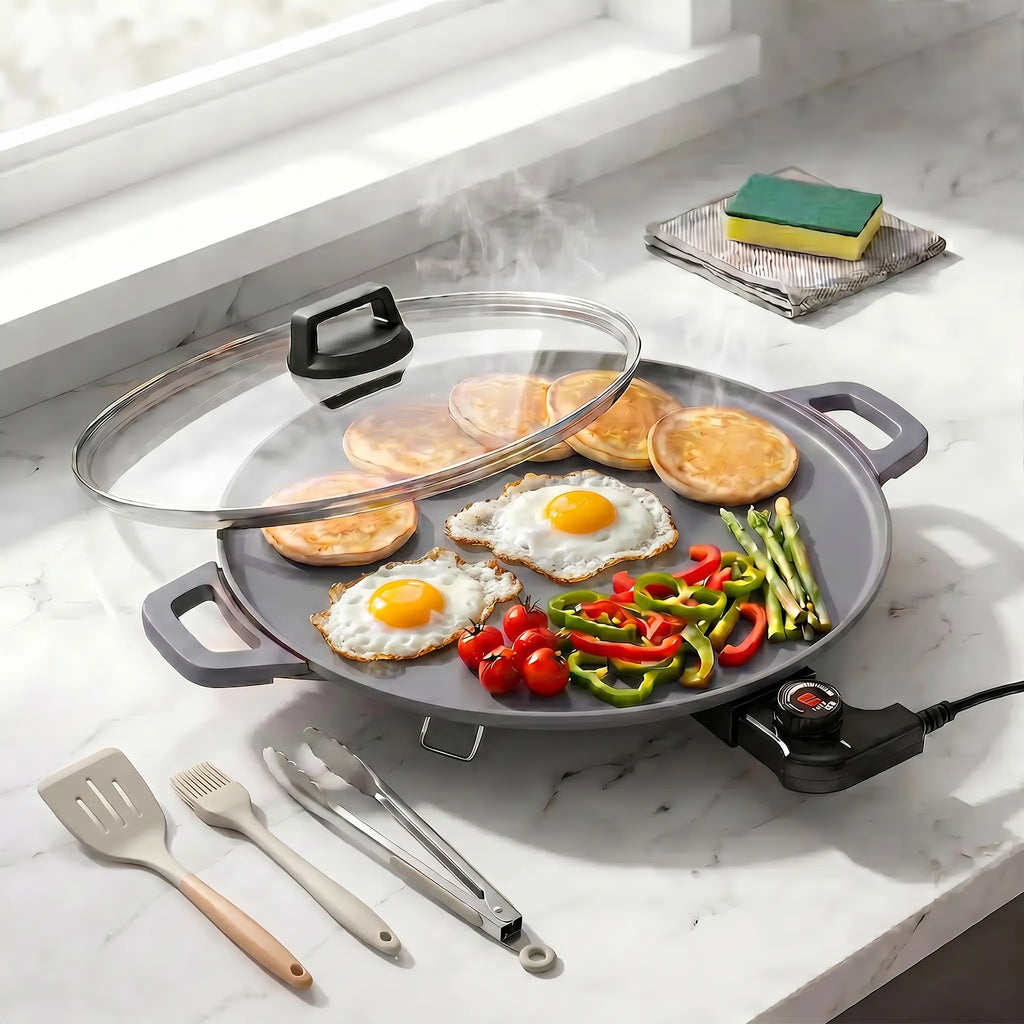Portable Electric Korean BBQ Grill Griddle with Non-Stick Pan