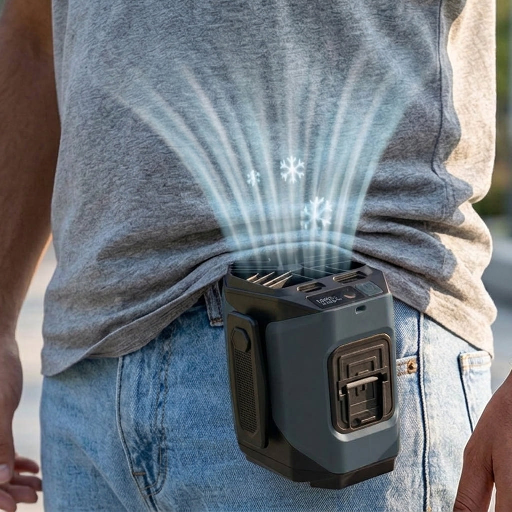 Portable Waist Fan with Power Bank & Flashlight