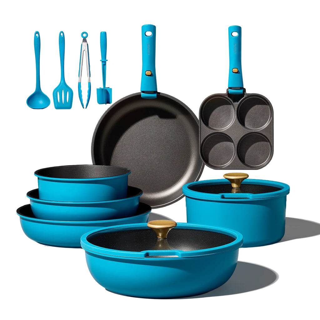 21-Piece Nonstick Cookware Set with Detachable Handles, Induction-Compatible, Dishwasher Safe, RV-Ready
