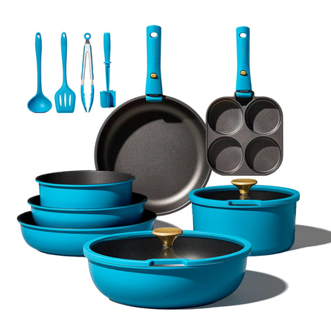 21-Piece Nonstick Cookware Set with Detachable Handles, Induction-Compatible, Dishwasher Safe, RV-Ready