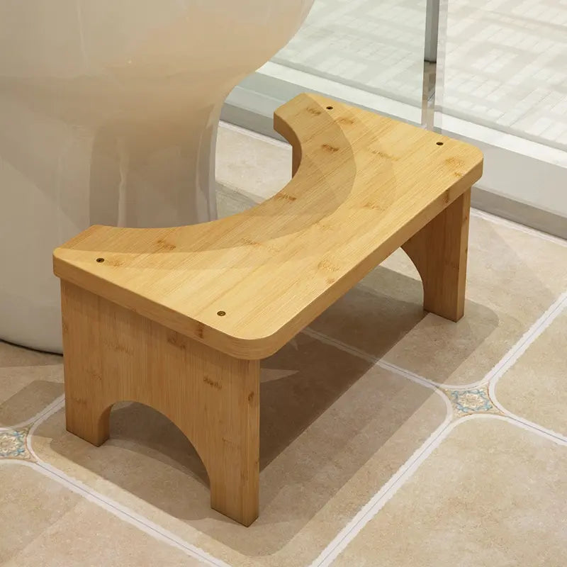Bamboo Toilet Stool with Height Support Cushion