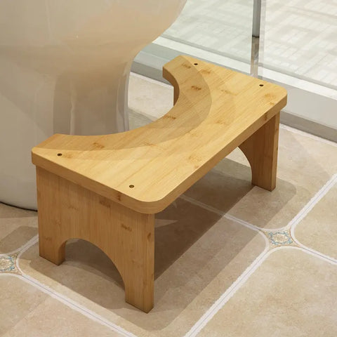 Bamboo Toilet Stool with Height Support Cushion