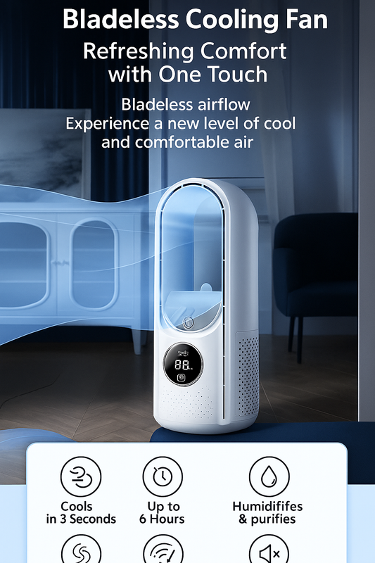 Airevo | Air Cooler with Bladeless Technology & 6 Speed Levels | USB Powered for Comfortable Cooling 1