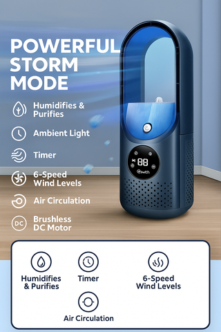 Airevo | Air Cooler with Bladeless Technology & 6 Speed Levels | USB Powered for Comfortable Cooling 4