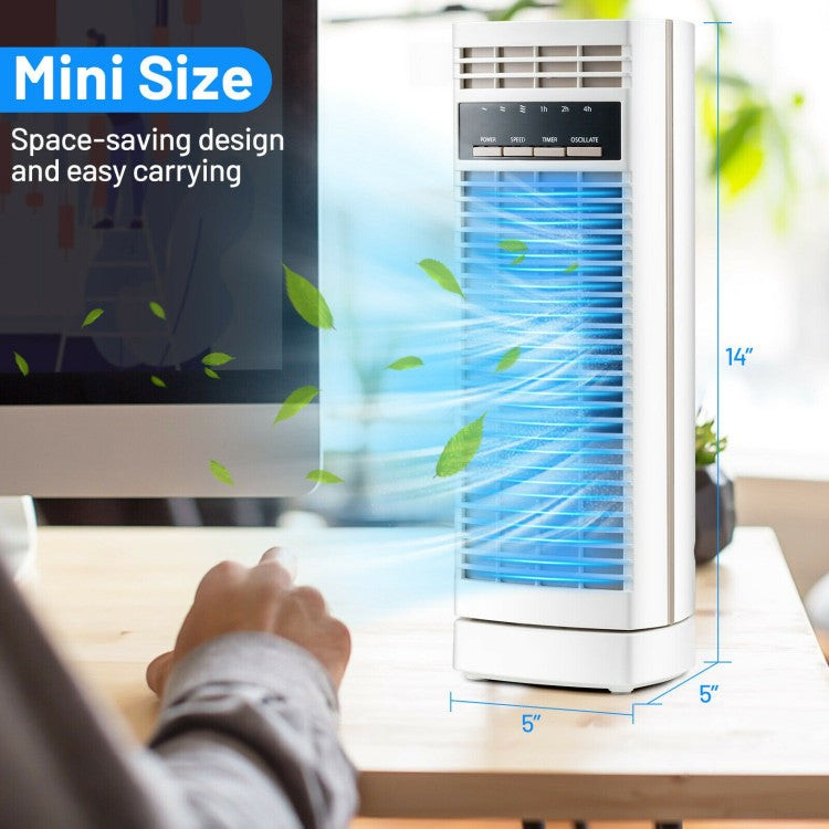 Compact Electric Tower Fan | 14-Inch Oscillating Fan with Timer & Adjustable Speeds for Personal Comfort 1