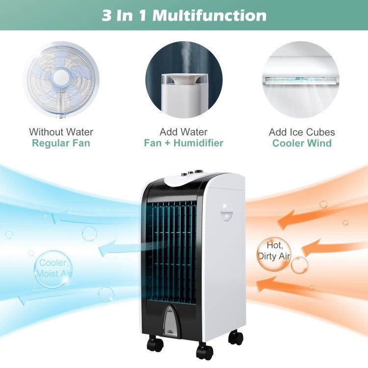 Compact Evaporative Cooler | 3-in-1 Air Cooler with Honeycomb Pad | Portable Cooling Fan for Personal Comfort 3
