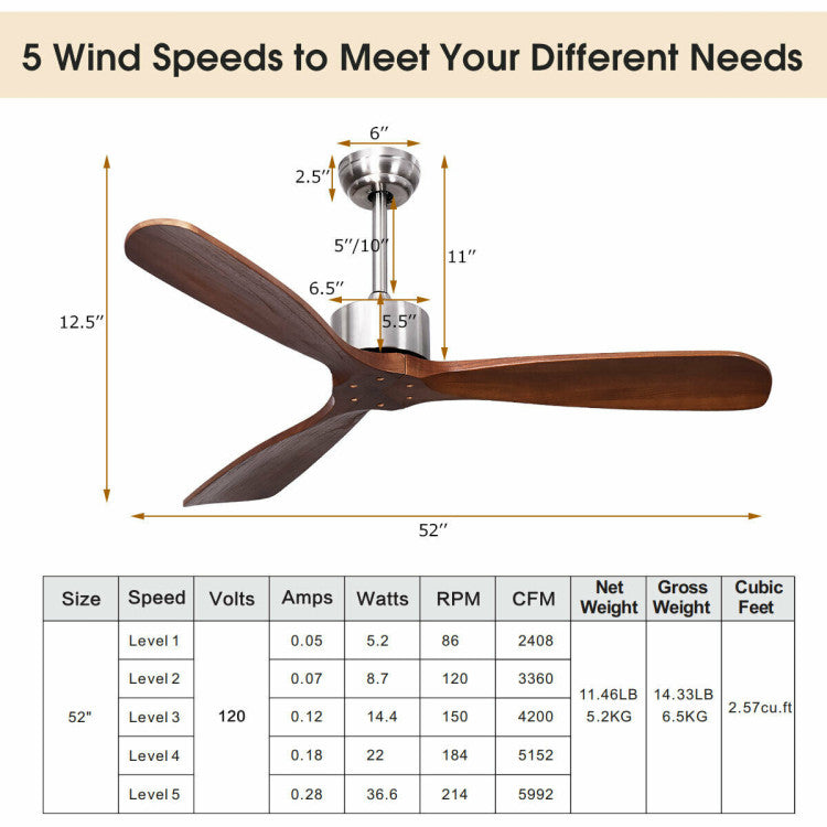 Contemporary Ceiling Fan | 52-Inch with Remote Control & Reversible Motor | Stylish Comfort for Modern Homes 6