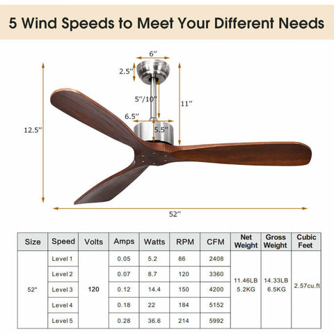 Contemporary Ceiling Fan | 52-Inch with Remote Control & Reversible Motor | Stylish Comfort for Modern Homes 6