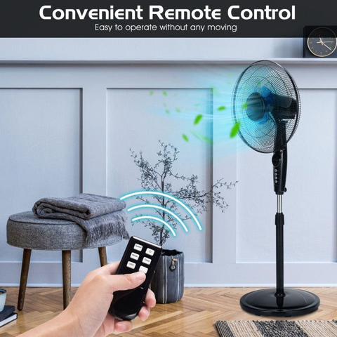 Custom Cool | 16-Inch Adjustable Height Floor Fan with Remote Control | Ultra-Quiet Operation for Home & Office 3