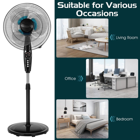 Custom Cool | 16-Inch Adjustable Height Floor Fan with Remote Control | Ultra-Quiet Operation for Home & Office 5