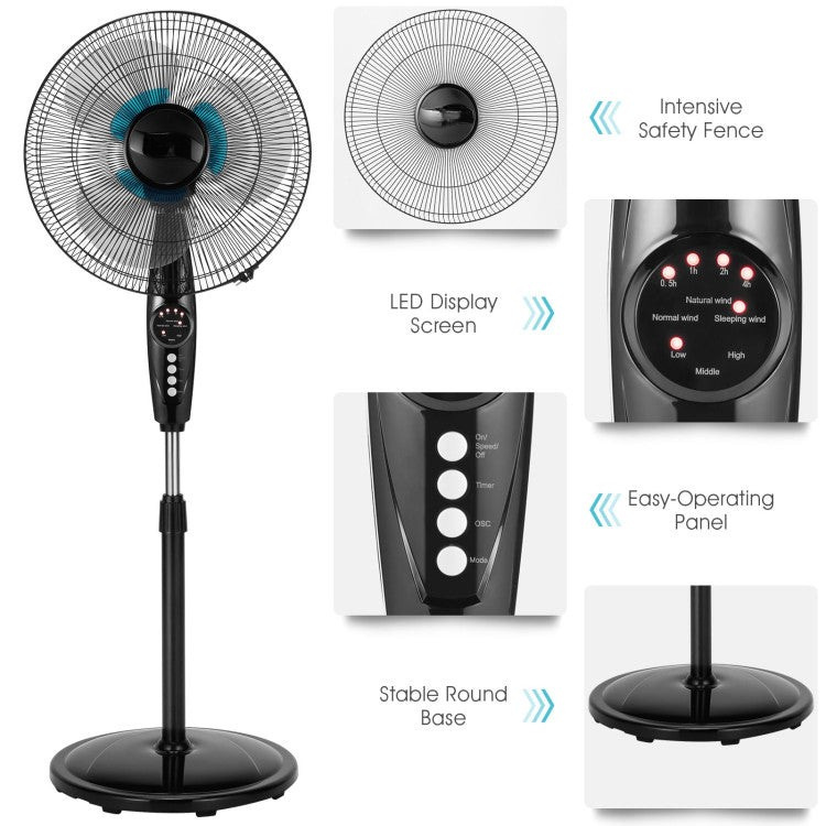 Custom Cool | 16-Inch Adjustable Height Floor Fan with Remote Control | Ultra-Quiet Operation for Home & Office 6