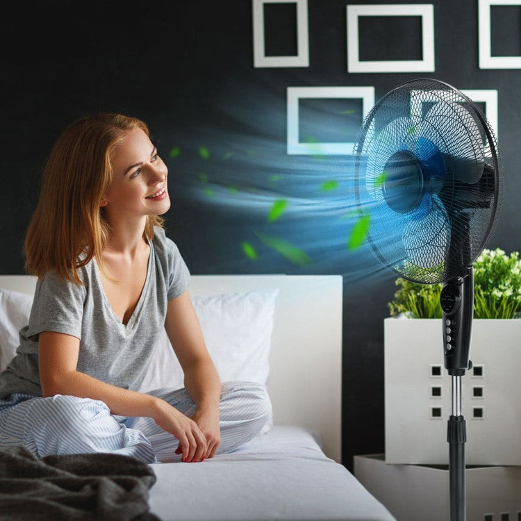 Custom Cool | 16-Inch Adjustable Height Floor Fan with Remote Control | Ultra-Quiet Operation for Home & Office 7