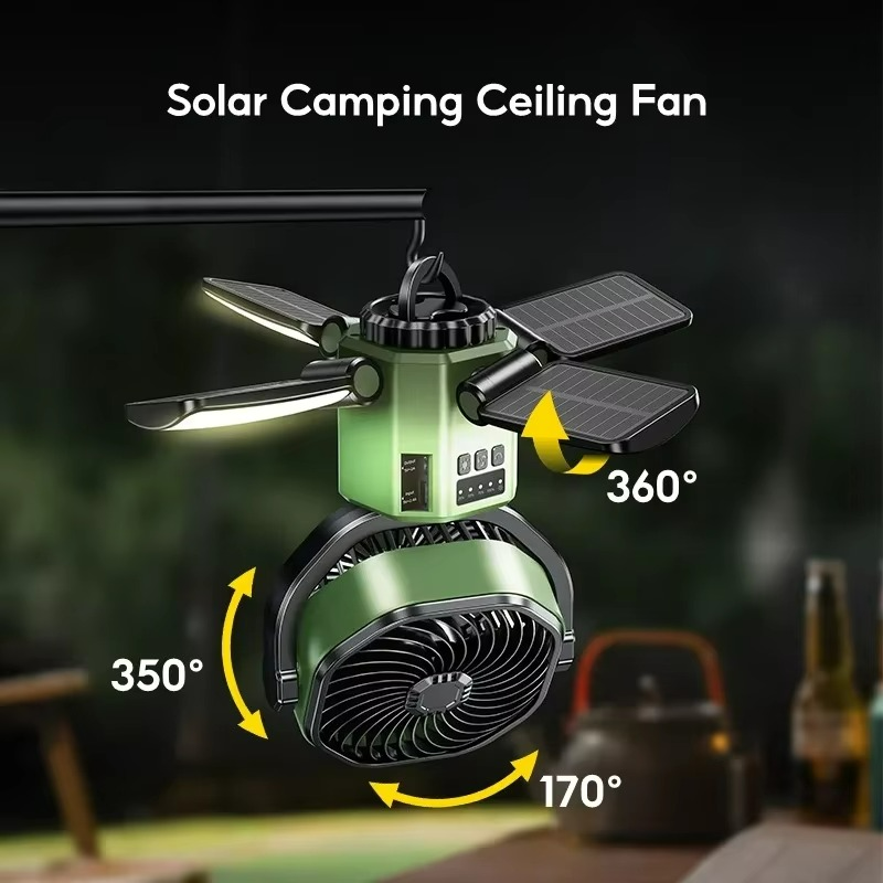 Outdoor Camping Fan | Adjustable Air Cooling Fan with LED Light for Ultimate Comfort 3