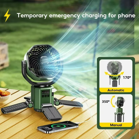 Outdoor Camping Fan | Adjustable Air Cooling Fan with LED Light for Ultimate Comfort 4