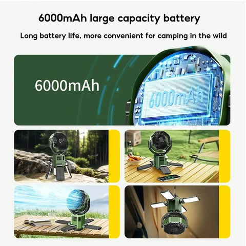 Outdoor Camping Fan | Adjustable Air Cooling Fan with LED Light for Ultimate Comfort 6