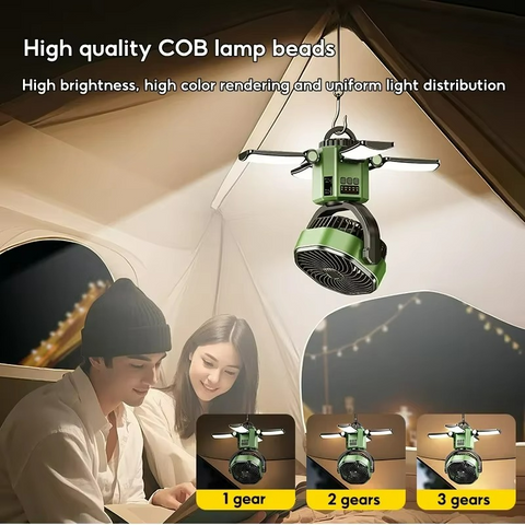 Outdoor Camping Fan | Adjustable Air Cooling Fan with LED Light for Ultimate Comfort 7
