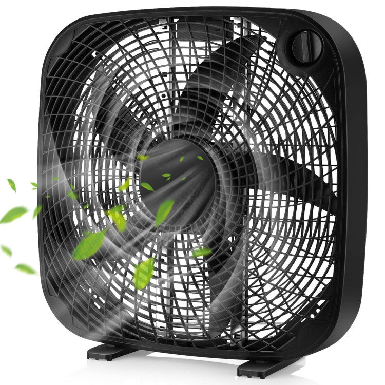 Portable 20 Inch Box Fan with 3 Speed Settings for Powerful Airflow | Lightweight Design for Home, Garage & Office 0
