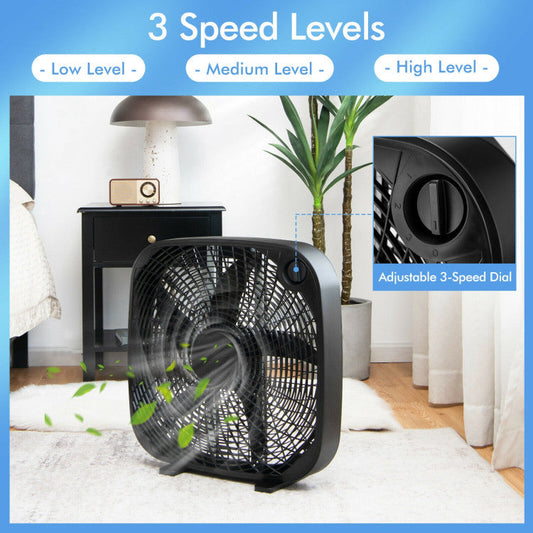 Portable 20 Inch Box Fan with 3 Speed Settings for Powerful Airflow | Lightweight Design for Home, Garage & Office 1