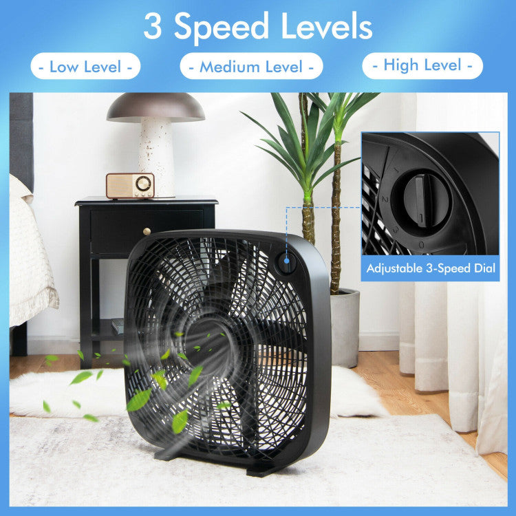 Portable 20 Inch Box Fan with 3 Speed Settings for Powerful Airflow | Lightweight Design for Home, Garage & Office 1
