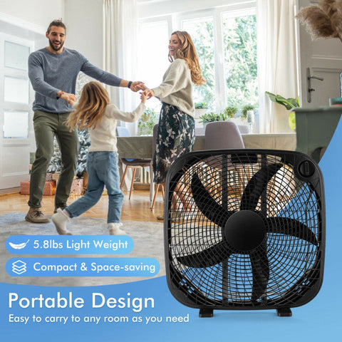 Portable 20 Inch Box Fan with 3 Speed Settings for Powerful Airflow | Lightweight Design for Home, Garage & Office 2