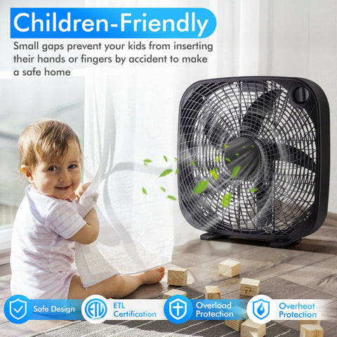Portable 20 Inch Box Fan with 3 Speed Settings for Powerful Airflow | Lightweight Design for Home, Garage & Office 4