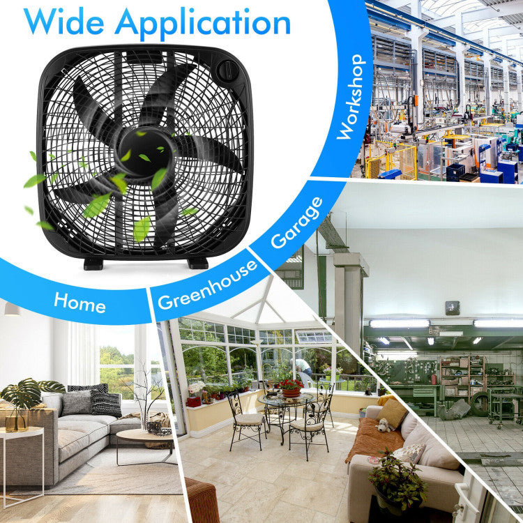 Portable 20 Inch Box Fan with 3 Speed Settings for Powerful Airflow | Lightweight Design for Home, Garage & Office 5