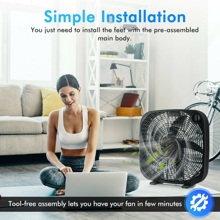 Portable 20 Inch Box Fan with 3 Speed Settings for Powerful Airflow | Lightweight Design for Home, Garage & Office 6