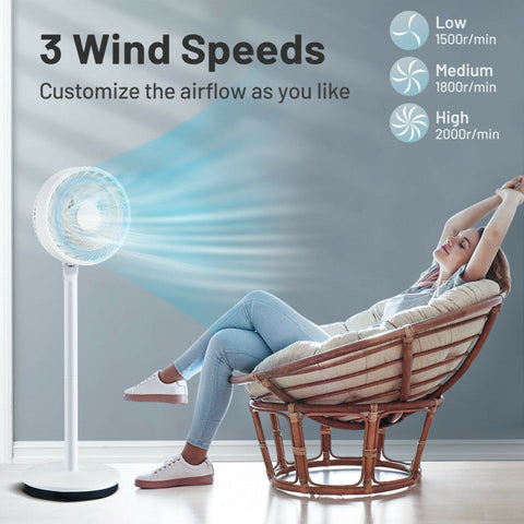 Portable Pedestal Fan | 9-Inch Oscillating Fan with Adjustable Height & Speeds | Quiet Operation for Home & Office 3