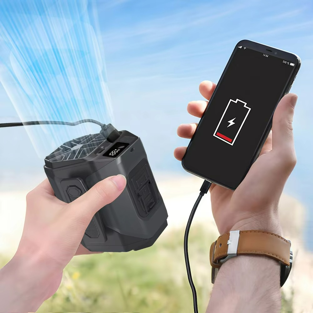 Portable Waist Fan with Power Bank & Flashlight | Compact Cooling Solution for Outdoor Adventures 1