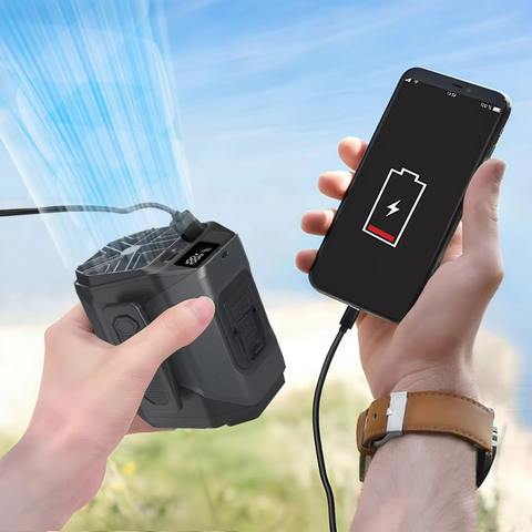 Portable Waist Fan with Power Bank & Flashlight | Compact Cooling Solution for Outdoor Adventures 1