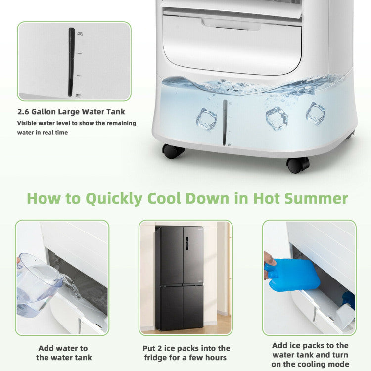 Smart 4-in-1 Evaporative Cooler | Compact Portable Air Fan with Timer & Adjustable Modes for Personalized Comfort 6