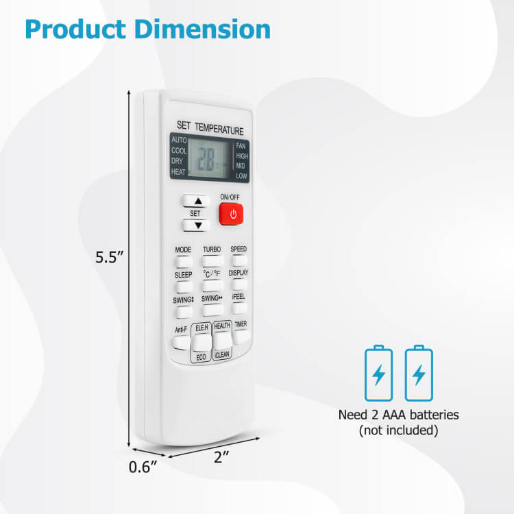 Universal AC Remote Control | Easy Programming & Adjustable Air Speeds | Ideal for Home & Office Climate Management 5
