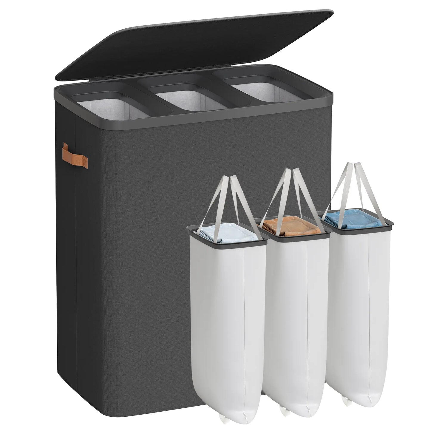 44.9-Gallon Polyester Modern Laundry Basket with Lid and Handles