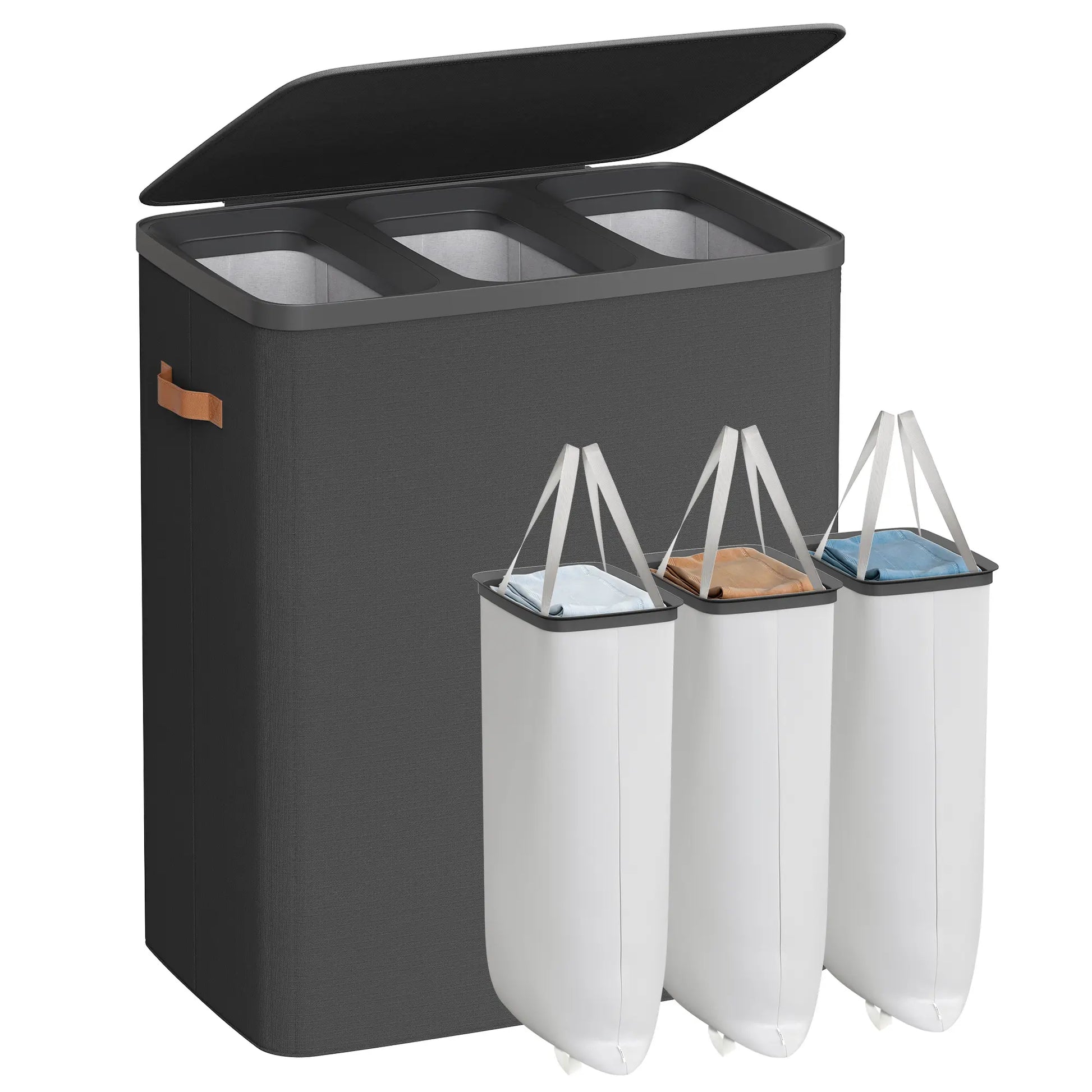 44.9-Gallon Polyester Modern Laundry Basket with Lid and Handles