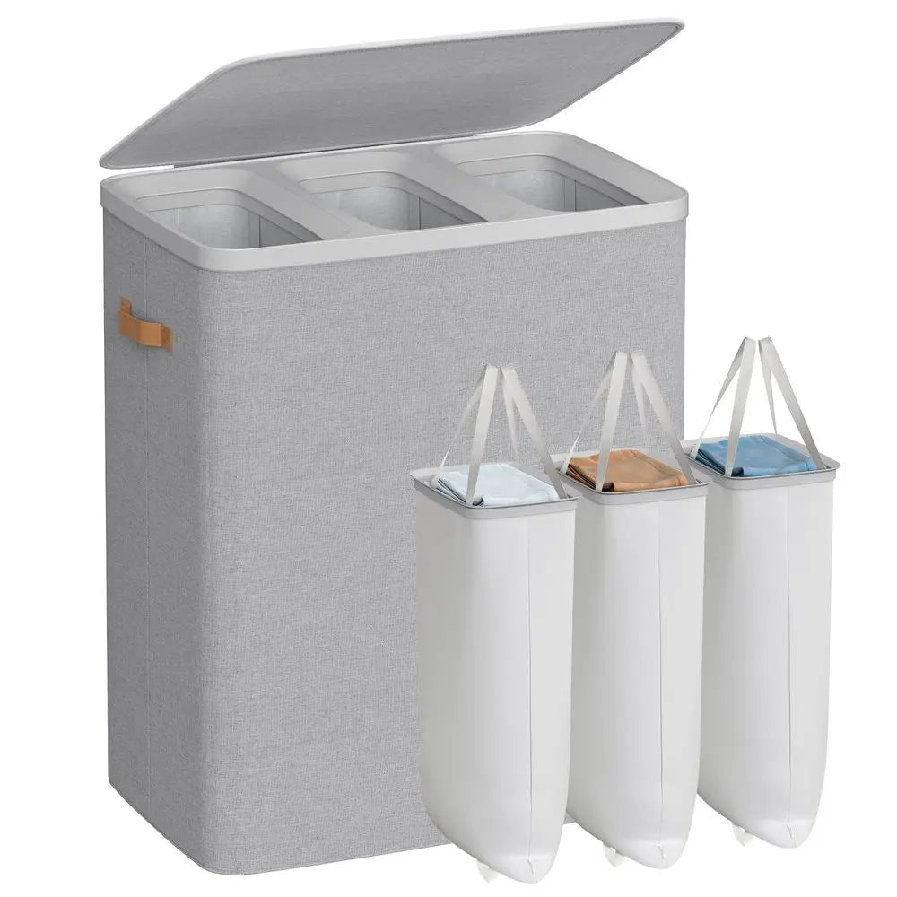 44.9-Gallon Polyester Modern Laundry Basket with Lid and Handles