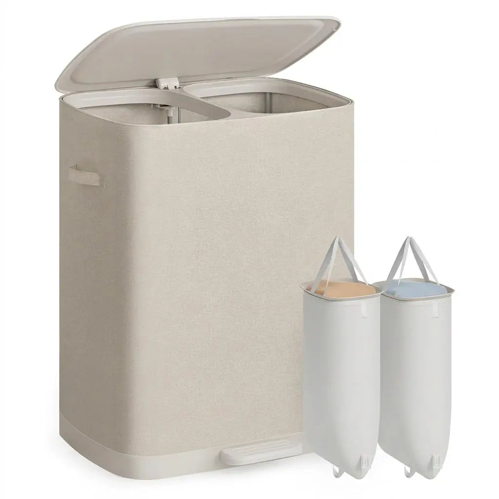 44.9-Gallon Polyester Modern Laundry Basket with Lid and Handles