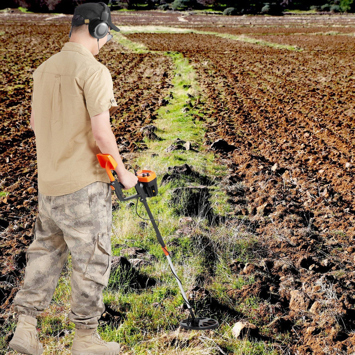 Waterproof Metal Detector with 8-Inch Coil and Adjustable Stem