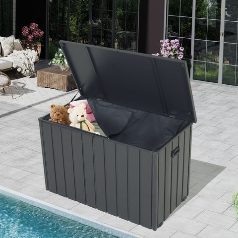 200-Gallon Metal Outdoor Deck Storage Box with Oxford Inner Bag