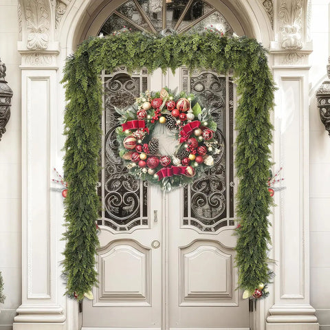 2-Piece 6 ft Artificial Cedar Garland Set | Real Touch Winter Greenery