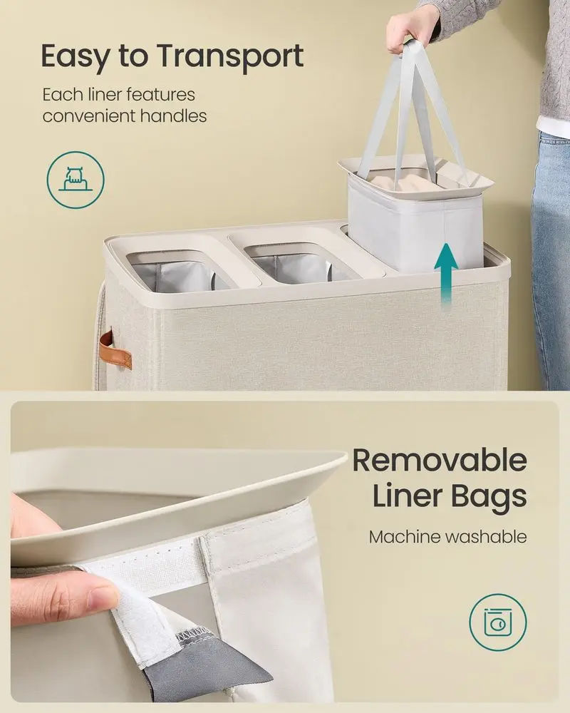 44.9-Gallon Polyester Modern Laundry Basket with Lid and Handles