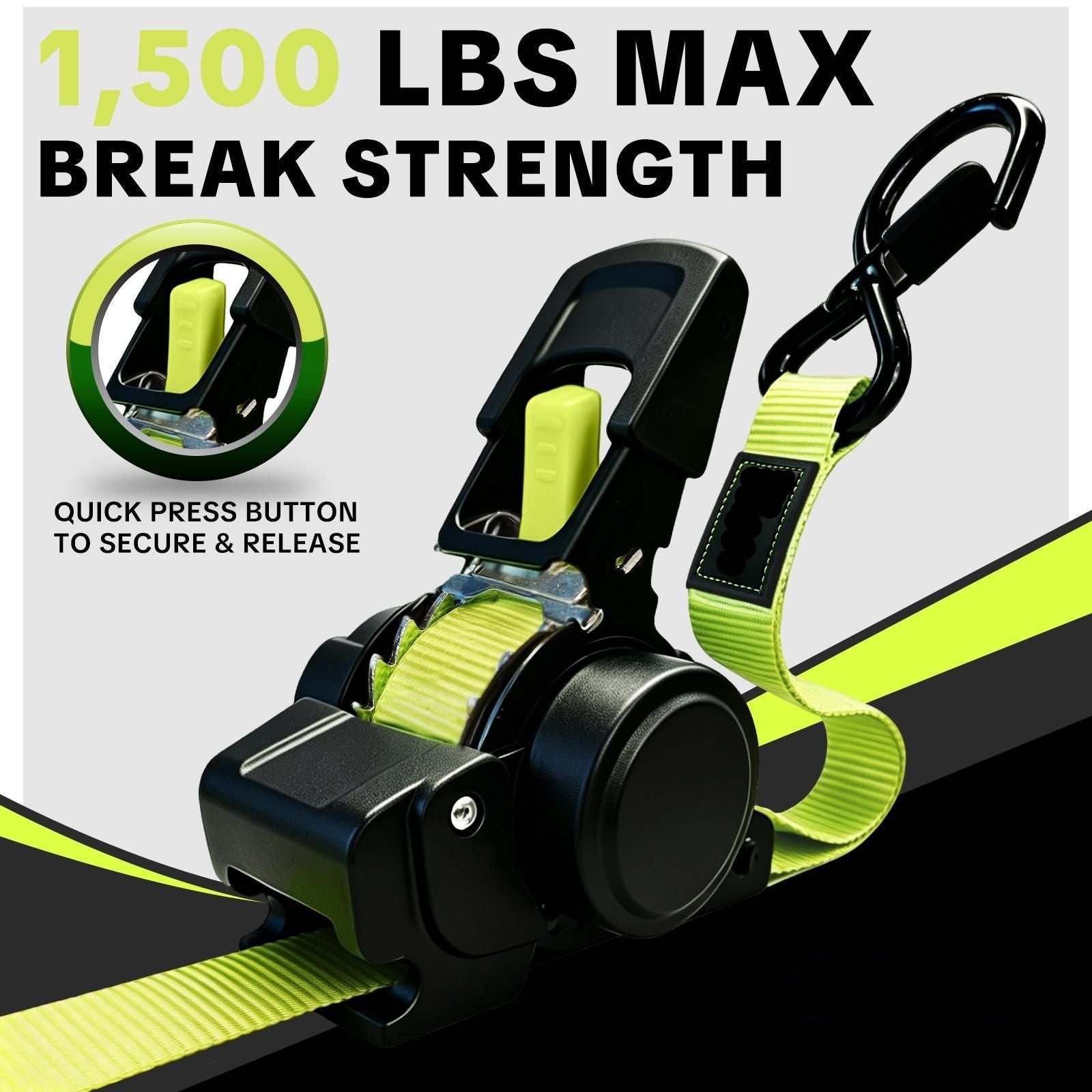 1 in x 11 ft Ratchet Tie-Down Straps | 1500 lb Break Strength Cargo Straps for Appliances, Lawn Equipment, Motorcycle | Green