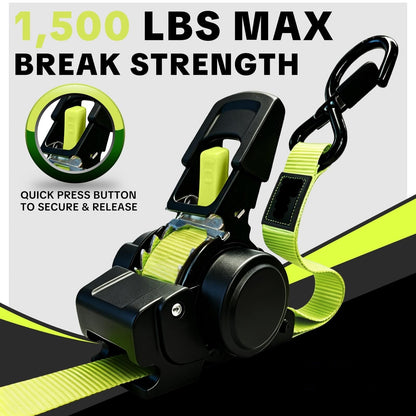 1 in x 11 ft Ratchet Tie-Down Straps | 1500 lb Break Strength Cargo Straps for Appliances, Lawn Equipment, Motorcycle | Green