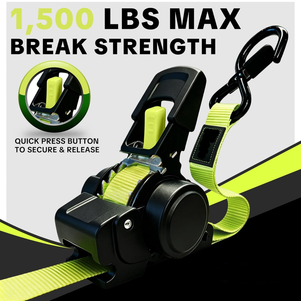 1 in x 11 ft Ratchet Tie-Down Straps | 1500 lb Break Strength Cargo Straps for Appliances, Lawn Equipment, Motorcycle | Green
