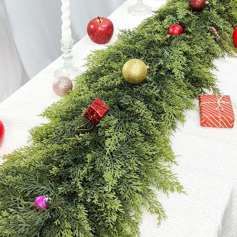 2-Piece 6 ft Artificial Cedar Garland Set | Real Touch Winter Greenery