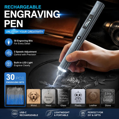 5-Speed Cordless Rechargeable Engraving Pen | 30-Bit Etching Tool Kit